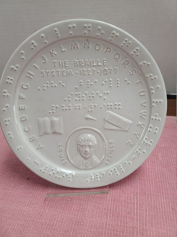 Vintage Frankoma braille system plate