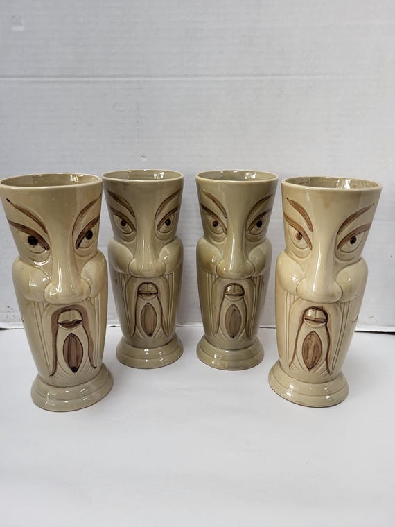 Fu Manchu Tiki Mugs set of 4