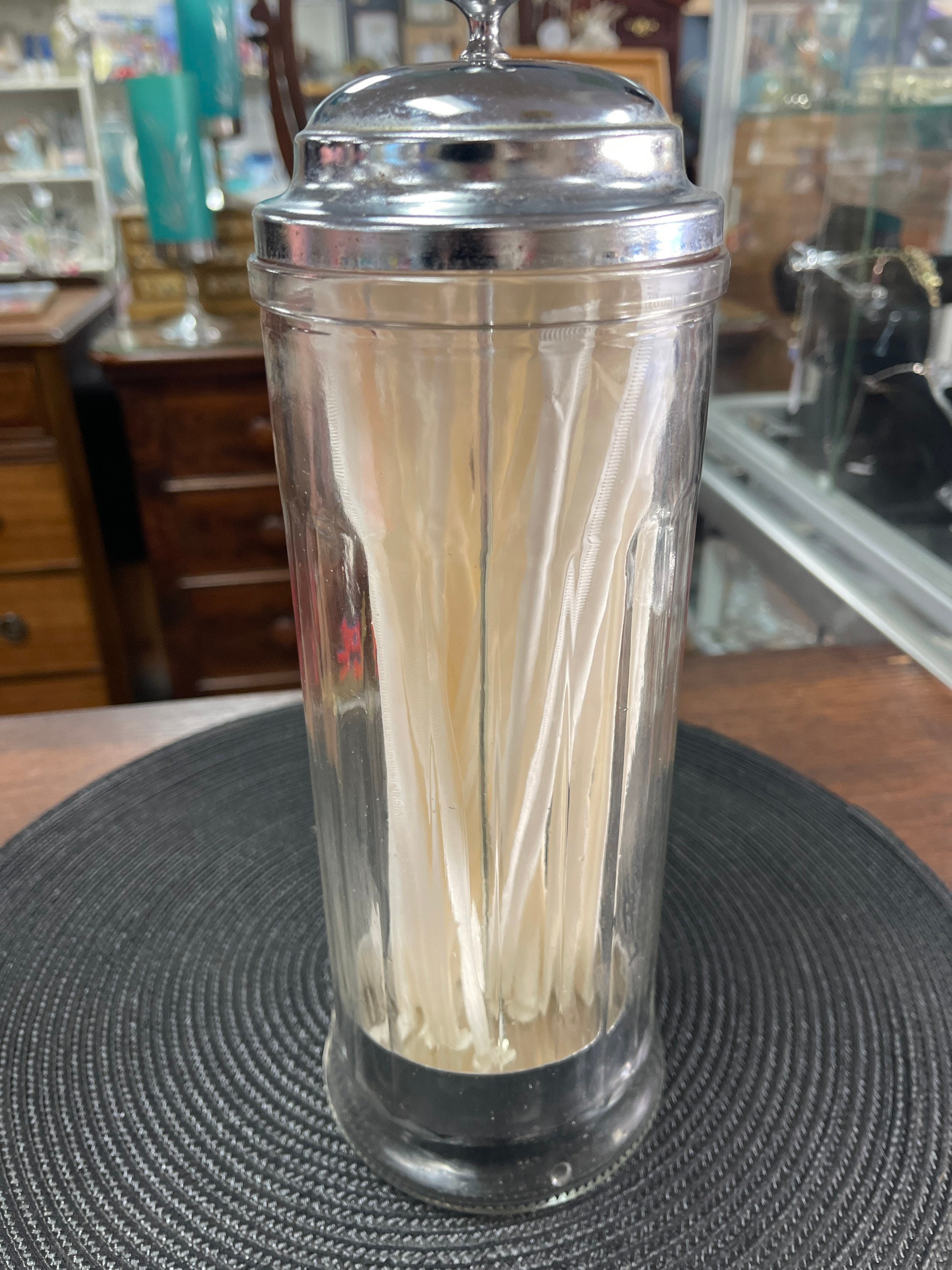 Pepsi Glass Straw Dispenser with Straws, NIB, Reproduction