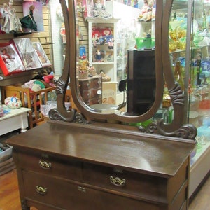 Oak dresser with long mirror