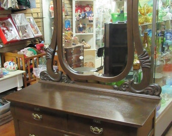 Oak dresser with long mirror