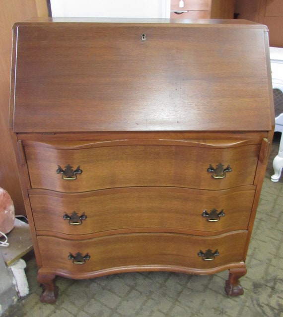 Mahogany dresser desk with drop front writing surface