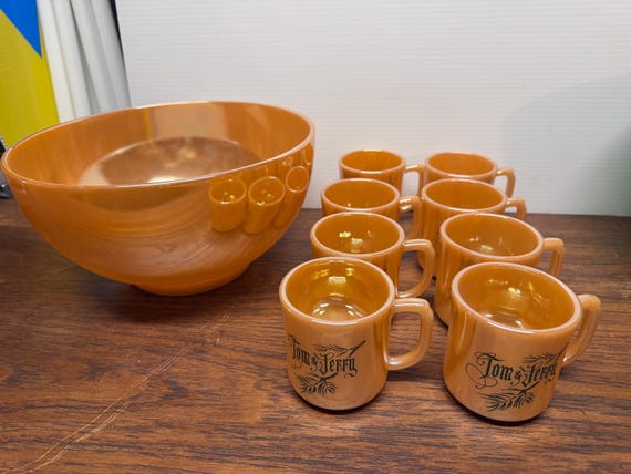 Lusterware Fire king punch bowl set