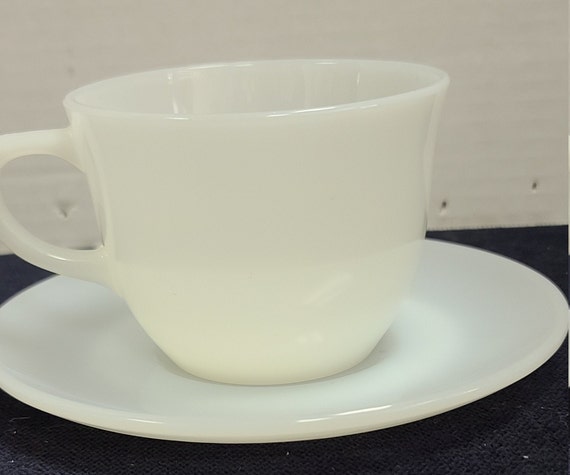 Fire King white ransom/ st denis pattern cup and saucer