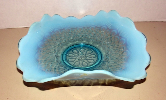 Blue glass candy dish