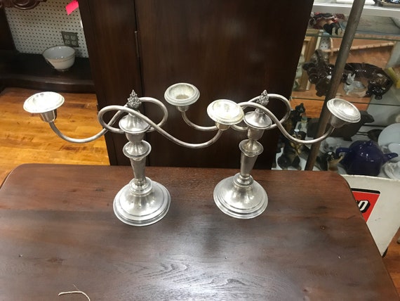 Silver plate candleabras