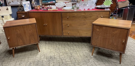 Mid Century Dresser or Credenza by Daniel Jones with nightstands