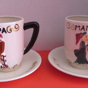 Vintage Mama and Papa big coffee cups