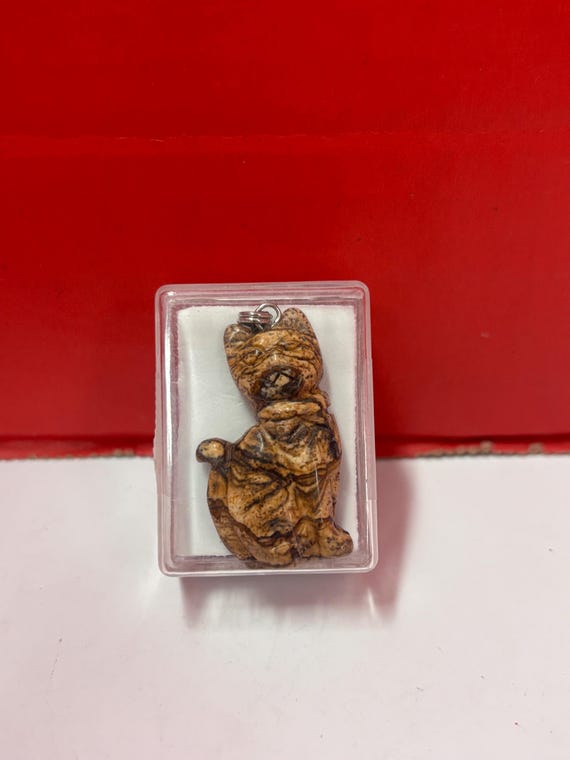 Carved Stone Cat Pendants