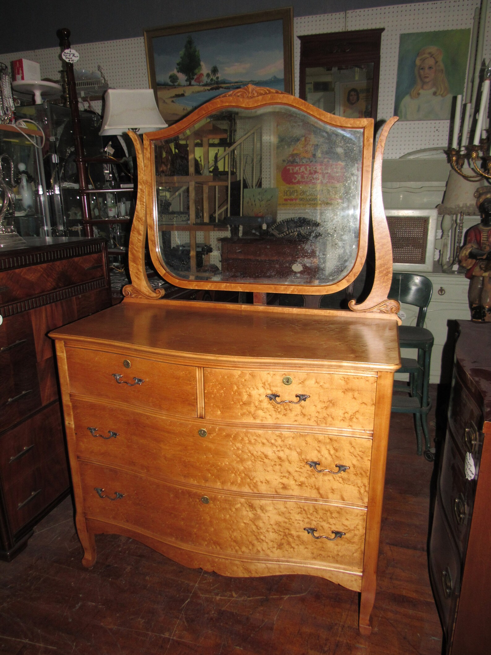 Birdseye Maple Dresser and Mirror Etsy