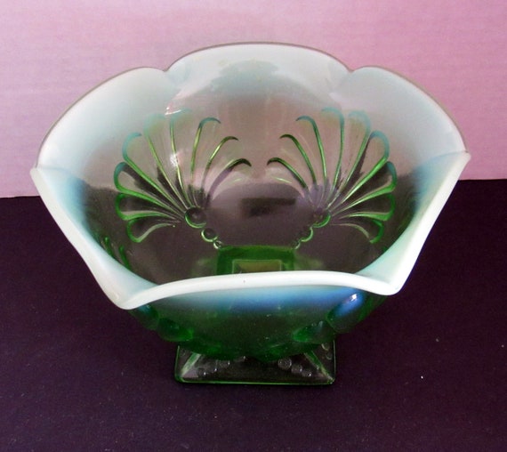 Jefferson Glass Dot and Shell footed dish