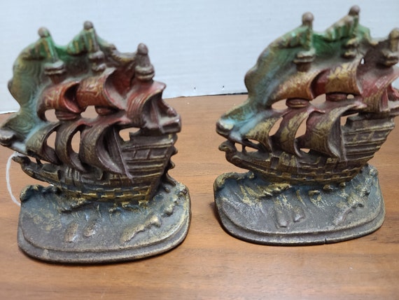 Brass ship bookends