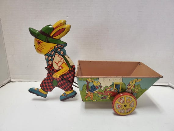 Easter Rabbit Wheel Barrel