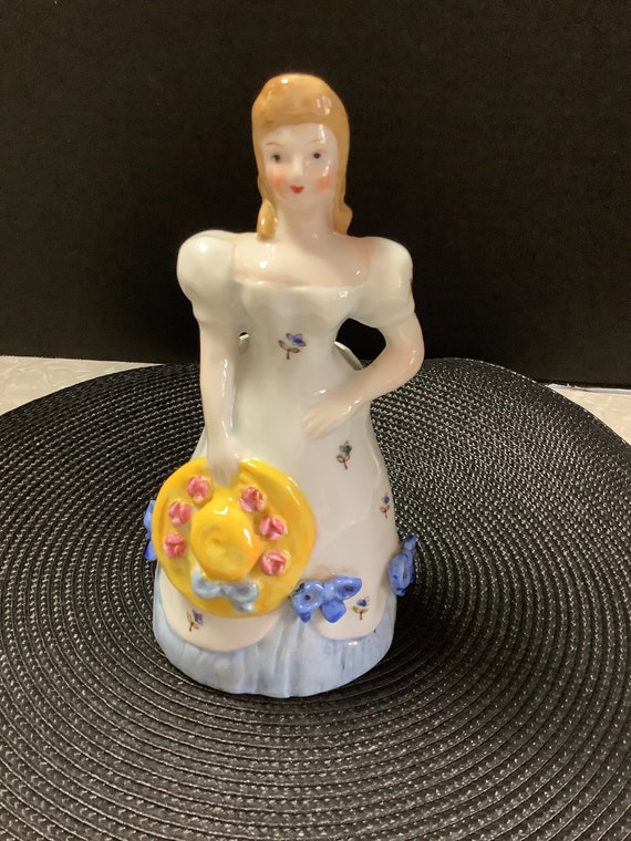 Young Woman with Floral Dress Figural Planter