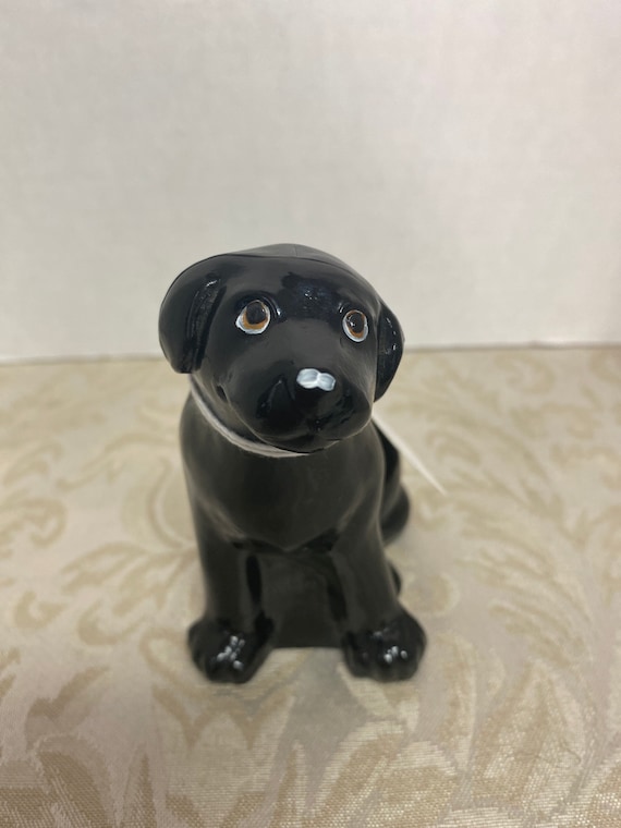 Fenton Black Onyx Glass Labrador Dog