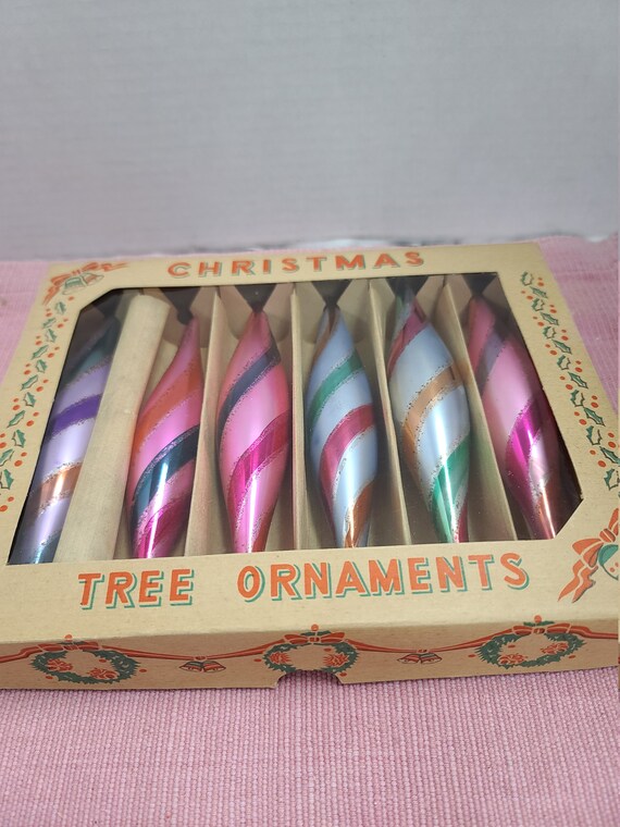 Vintage Christmas tree ornaments in original box
