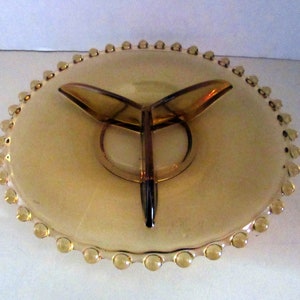 Amber Candlewick divided relish or candy dish