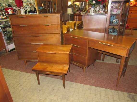 Mid Century Modern bedroom set - chest, desk and night stand