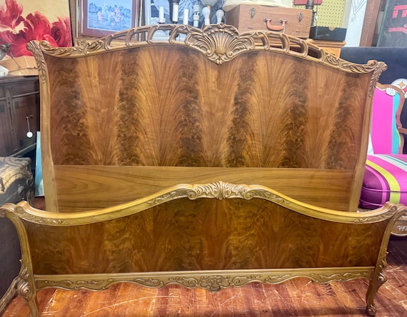 Burl wood headboard and footboard