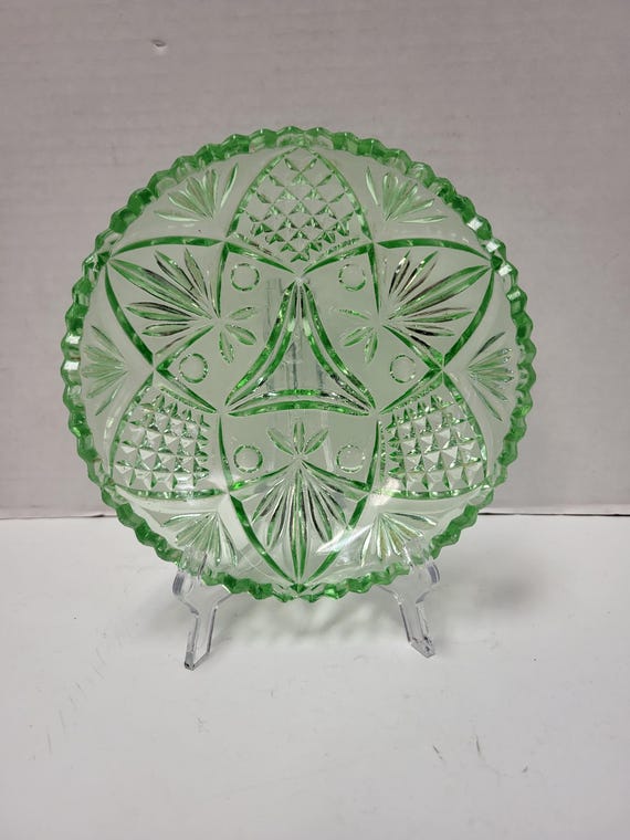 Green Cut Glass Bowl