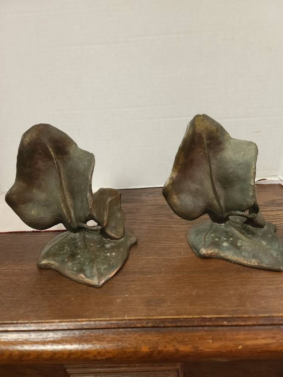 Brass Leaf Bookends