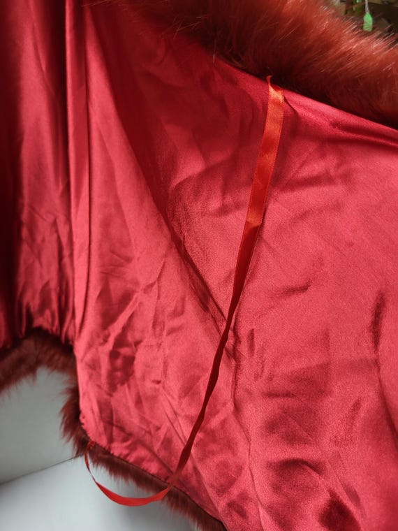 Maroon Fax Fur Cape - image 5