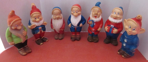 Walt Disney 7 Dwarfs rubber figures 1950's