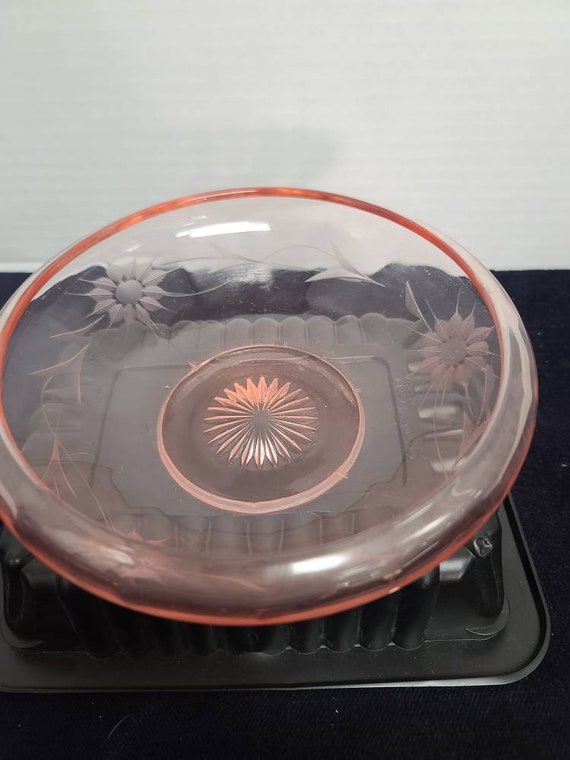 Pink depression glass bowl