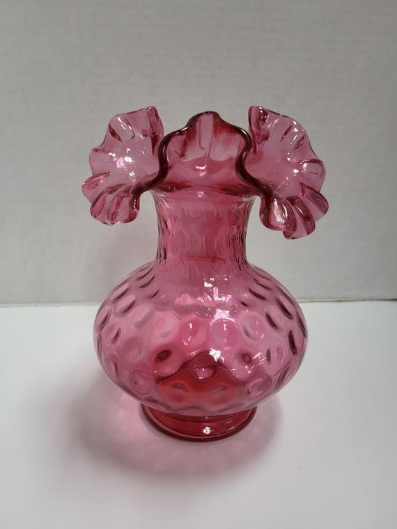 Fenton Cranberry Ruffle Vase