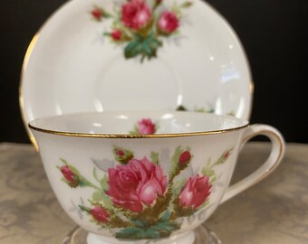 Tasse à thé et soucoupe rose rose Sango China