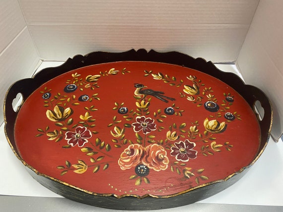 Folk Art Wooden Painted Tray