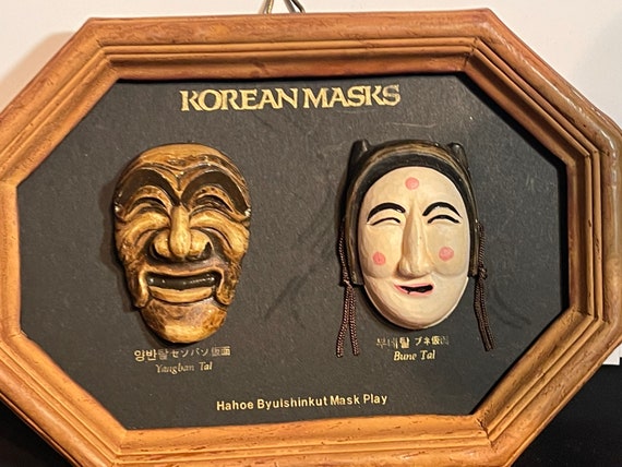 Framed Korean miniature masks
