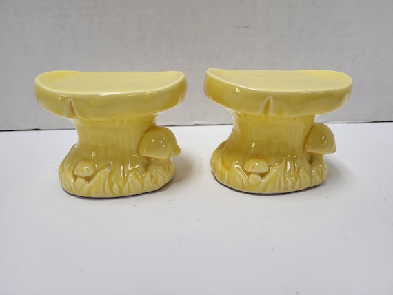 Yellow Mushroom Candle Holders