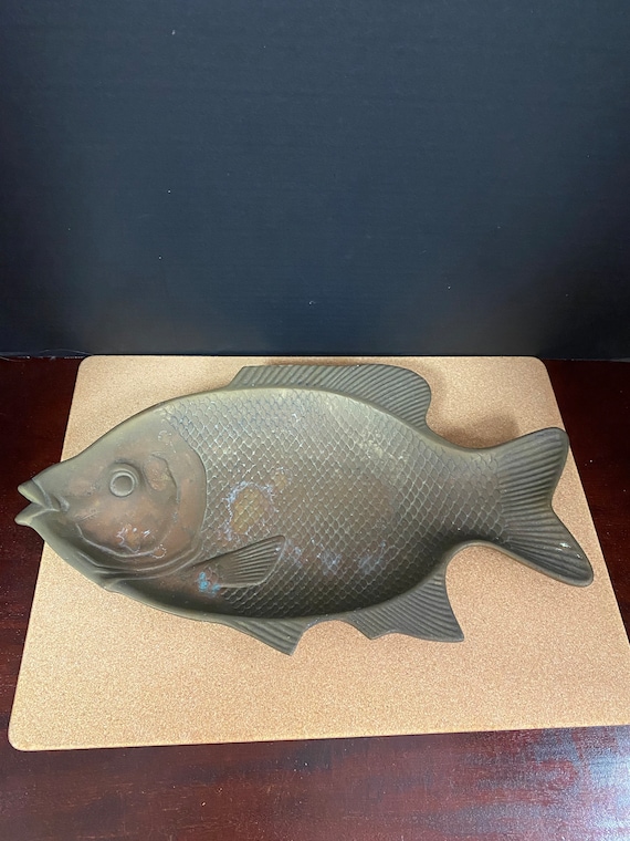 Large Brass Serving Fish Platter