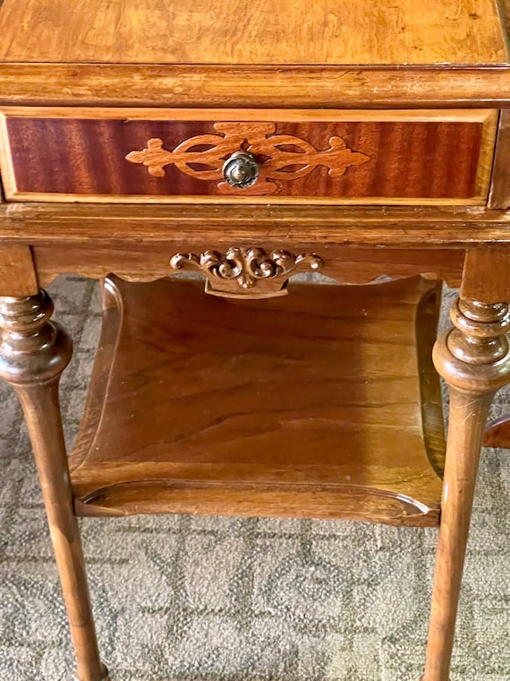 French burlwood side table