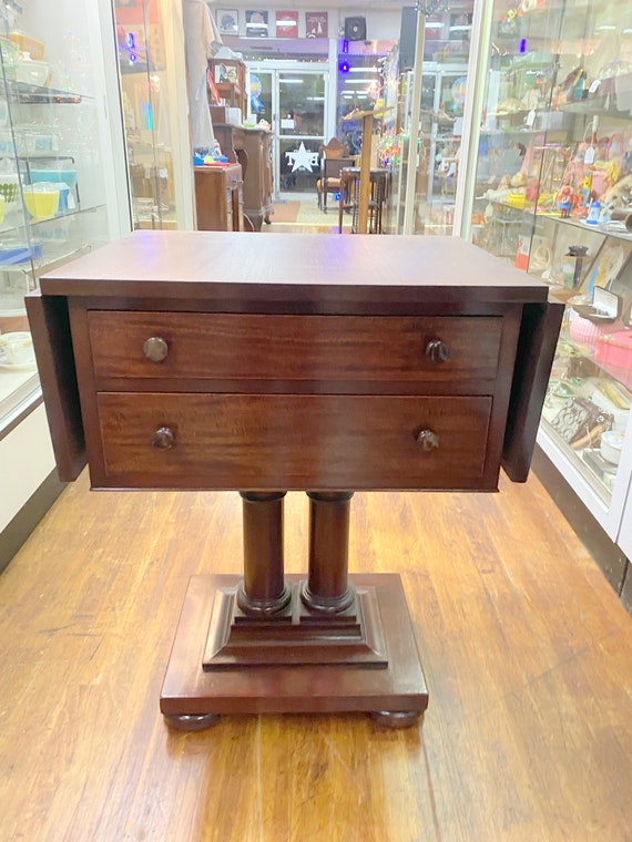 Mahogany drop leaf lamp table