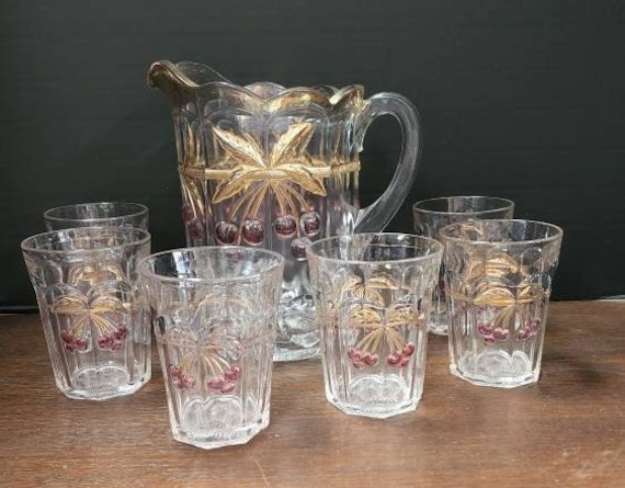 Carnival Glass Pitcher Set