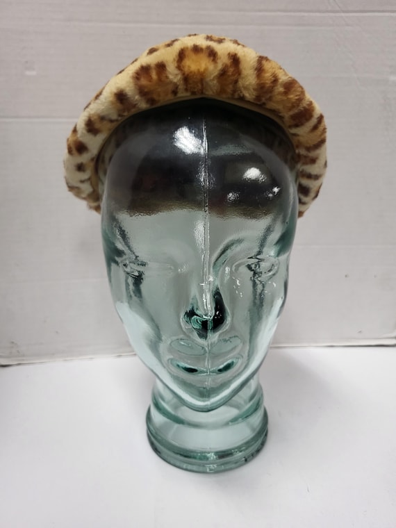 Leopard Print Rabbit Fur Hat - image 1