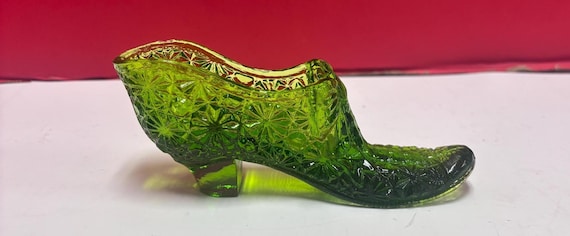 Fenton Green Glass Shoe