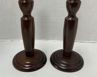 Walnut Turned Candle Holders