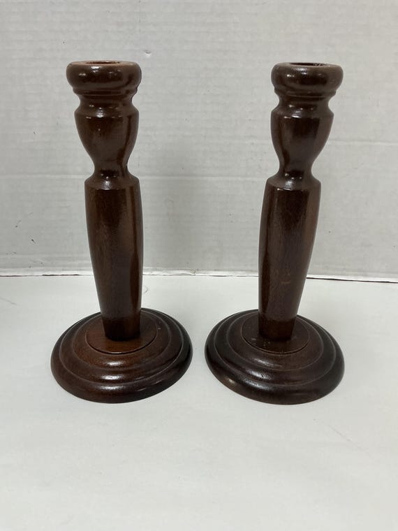 Walnut Turned Candle Holders