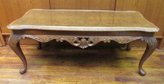 Coffee table burl wood with glass