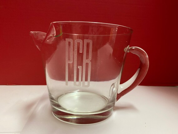 Etched Glass Pitcher