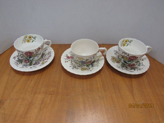 3 May Flower cups and saucers