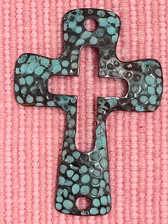 Turquoise metal cross pendant