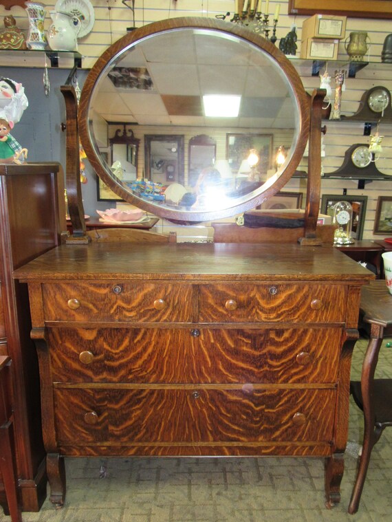 Tiger Oak Dresser with Mirror