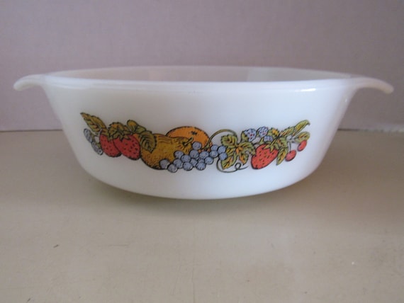 Fire King Fruit pattern casserole dish