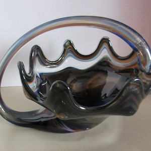 Art Glass handled basket Murano style