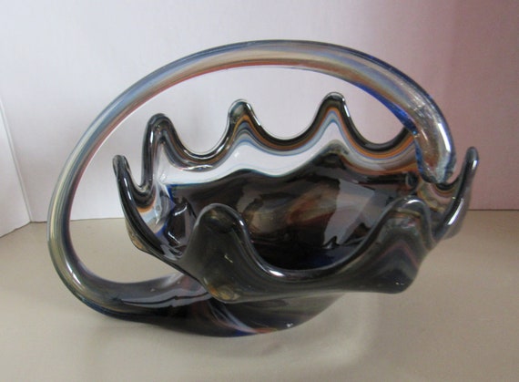 Art Glass handled basket Murano style