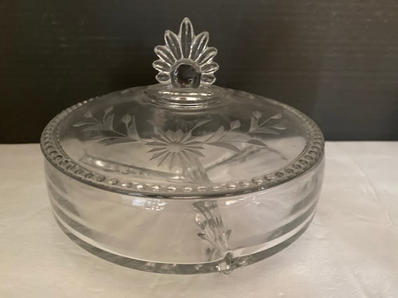 Glass candy dish with lid